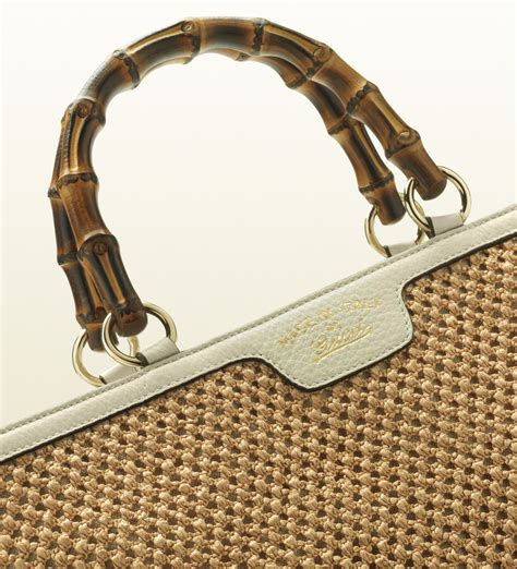 gucci bamboo shopper straw tote|gucci bamboo handbags.